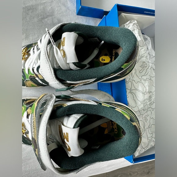 Adidas x BAPE Forum 84 Low “30th Anniversary Green Camo” Sneakers - Picture 5 of 9